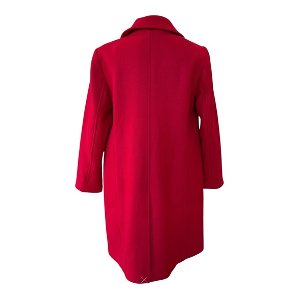 Talbots Petite Red Wool Blend Button Front Coat Gold Chain Detail Petite 4P NWT - Picture 5 of 16